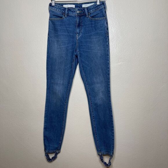 Pilcro and the Letterpress Denim - Pilcro Jeans Womens 27 Blue Script High Waisted Skinny By Anthologie